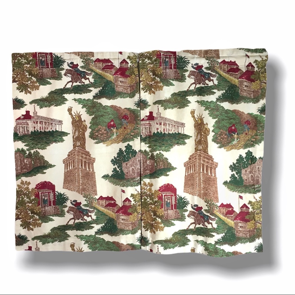 Barkcloth Curtains, MidCentury Americana, pair